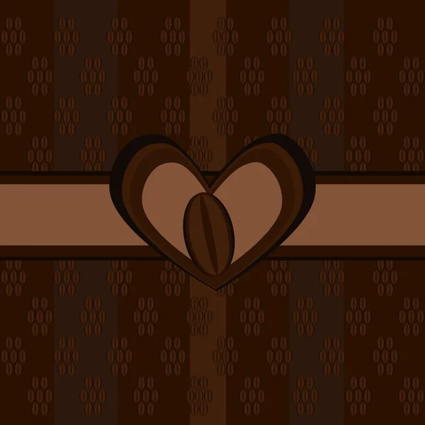 Коричневий декоративні фону з кавових зерен і серце мотив — стоковий вектор