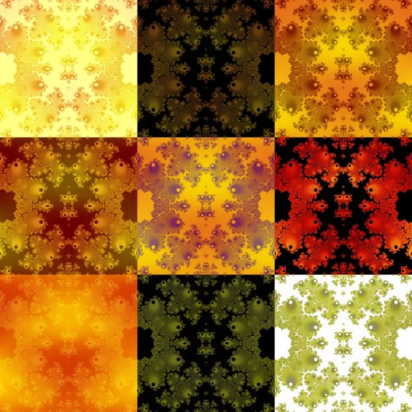 Resumen fractal negro naranja amarillo blanco azulejos compuesto de fondo — Foto de Stock