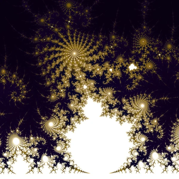 Patrón fractal negro dorado decorativo en blanco — Foto de Stock