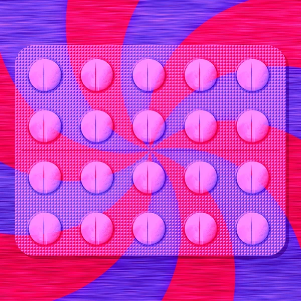 Blister de medicamentos con remolino rojo-púrpura — Foto de Stock