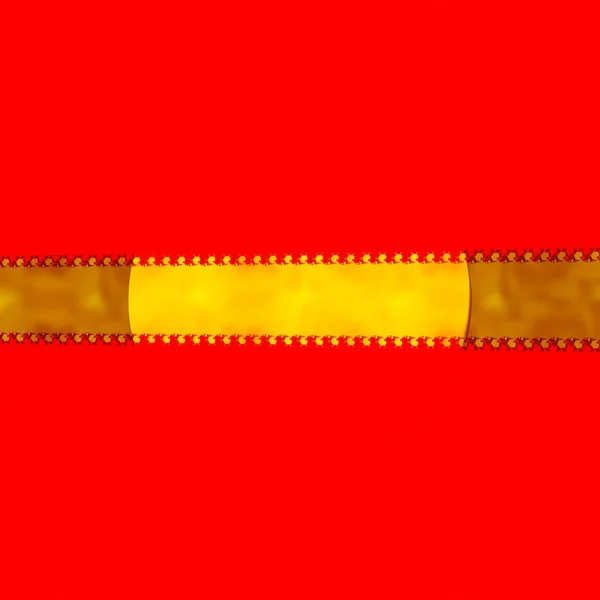 在二色金黄色花纹装饰红色半开背景 — 图库照片