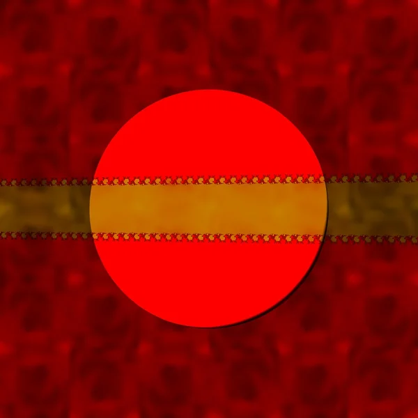 Röda dekorativa suddig bakgrund med rund etikett och guld halvtransparent band — Stockfoto