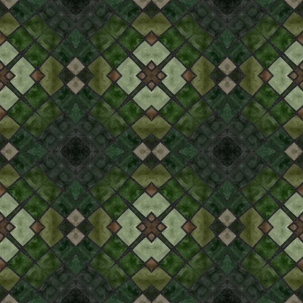 Green floral vintage mosaic seamless pattern — Stock Photo, Image