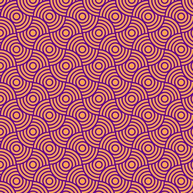 Soyut kesişmeyen daireler. Parlak maviler ve portakallar.