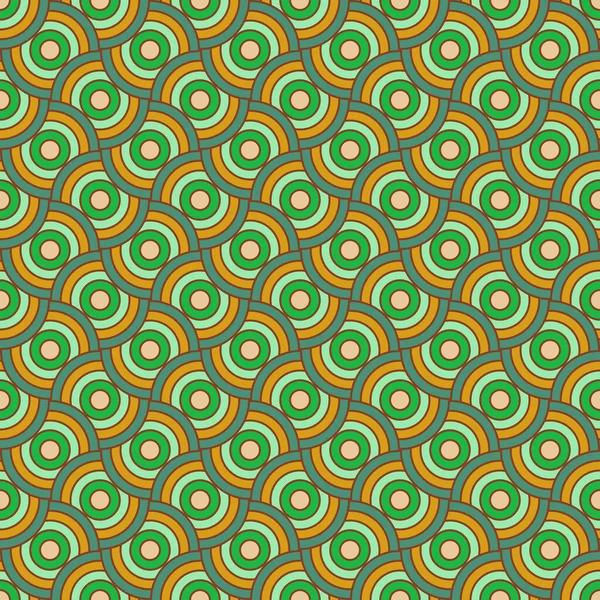 Абстрактные Пересекающиеся Круги Бесшовный Шаблон Ярко Зеленые Оранжевые Цвета — стоковый вектор
