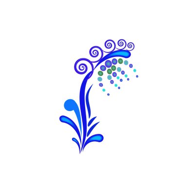 Soyut çiçek tasarımı. Süslü çiçek dalları, vektör illüstrasyonu