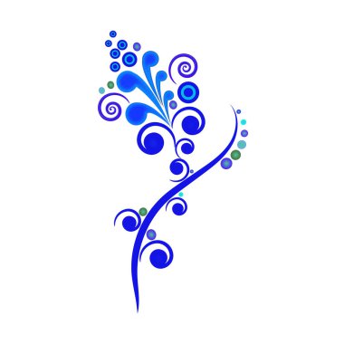 Soyut çiçek tasarımı. Süslü çiçek dalları, vektör illüstrasyonu