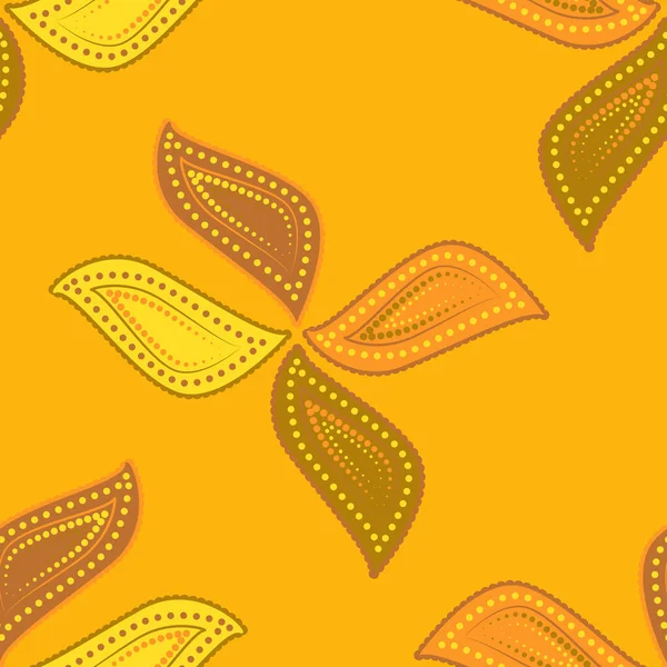 Paisley Seamless Pattern Bright Shapes Yellow Background — Stock vektor