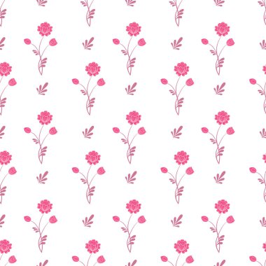 Seamless pattern with pink flowers. Summer background.