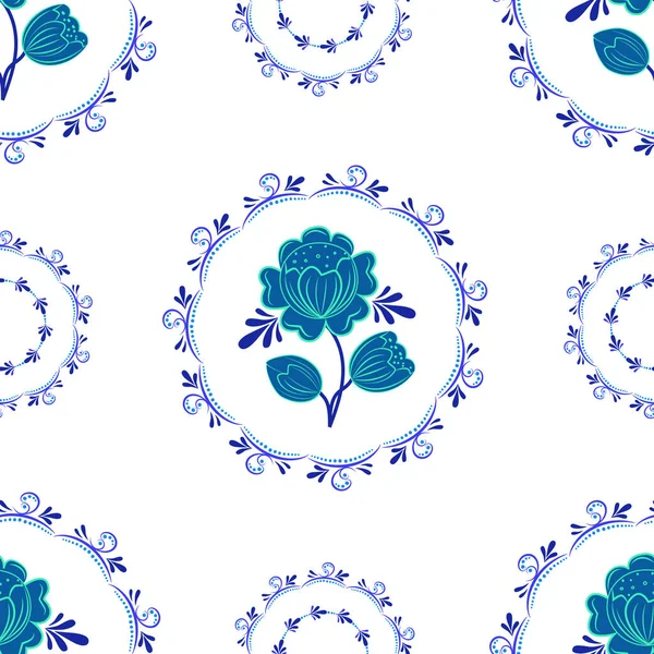 Seamless Pattern Blue Flowers Summer Background — Vector de stock