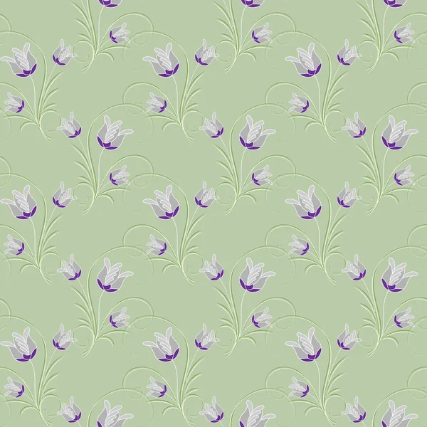 Patrón Sin Costuras Con Flores Sobre Fondo Verde — Vector de stock