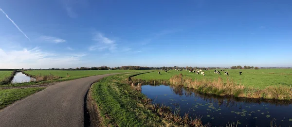 Panorama Vanaf Een Weg Door Landbouwgrond Herfst Rond Sondel Friesland — Stockfoto