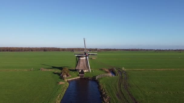 Luftaufnahme Von Einer Windmühle Nijemirdum Friesland Niederlande — Stockvideo