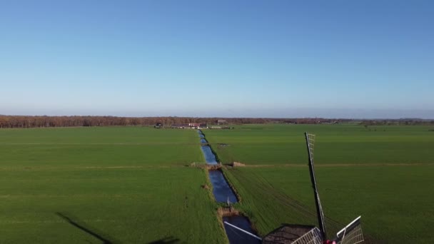Вид Ветряной Мельницы Вокруг Ниемирдума Фрисландия Нидерланды — стоковое видео