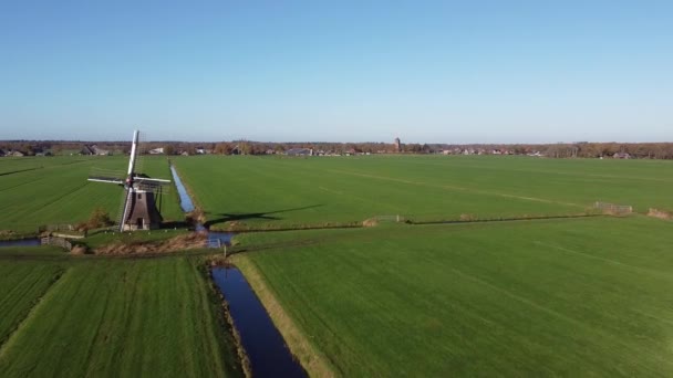 Vista Aérea Desde Molino Viento Alrededor Nijemirdum Frisia Países Bajos — Vídeos de Stock