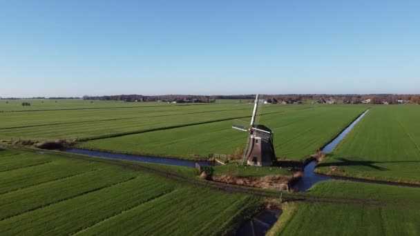 Vista Aérea Desde Molino Viento Alrededor Nijemirdum Frisia Países Bajos — Vídeos de Stock