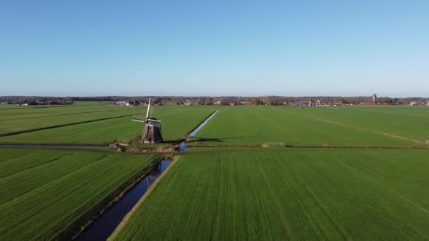 Flygfoto Från Väderkvarn Runt Nijemirdum Friesland Nederländerna — Stockvideo