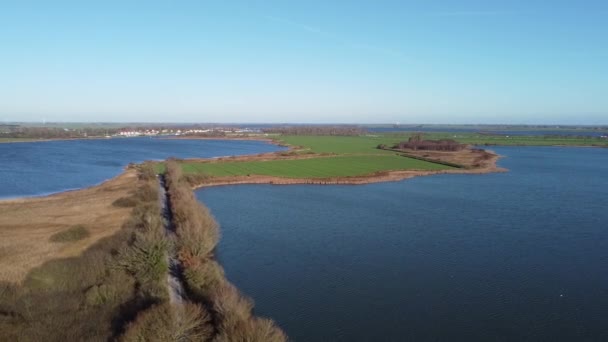 Widok Jeziora Wokół Galamadammen Friesland Holandia — Wideo stockowe