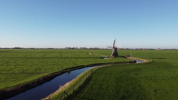 Vista Aérea Desde Molino Viento Nijhuizum Frisia Países Bajos — Vídeos de Stock