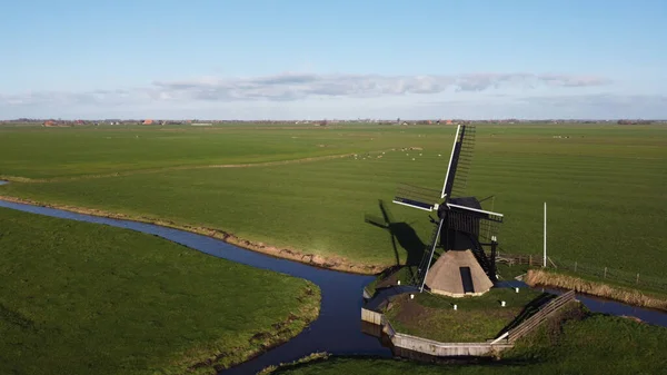 Luchtfoto Vanuit Een Windmolen Nijhuizum Friesland — Stockfoto