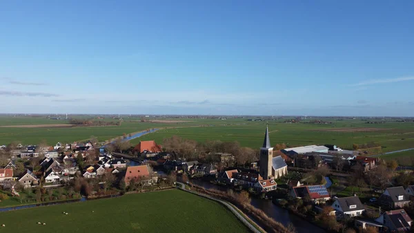 Aerial View Town Burgwerd Friesland Netherlands — Stock Photo, Image