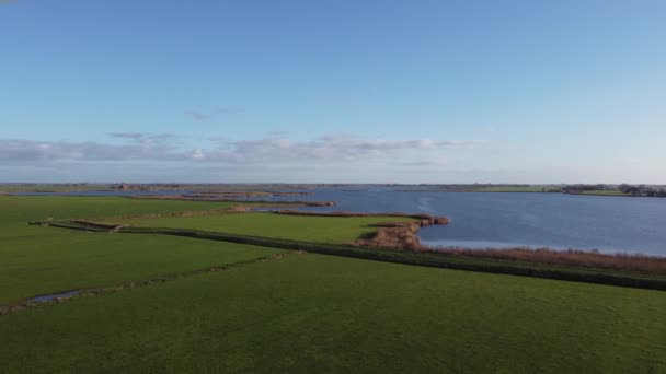 Αεροφωτογραφία Από Λίμνη Brekken Στη Friesland Της Ολλανδίας — Αρχείο Βίντεο