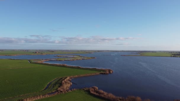 Veduta Aerea Dal Lago Brekken Frisia Paesi Bassi — Video Stock