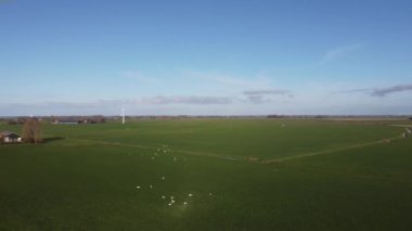 Workum, Friesland, Hollanda çevresindeki bir yel değirmeninden hava görüntüsü.