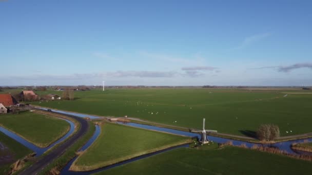 Vista Aérea Desde Molino Viento Alrededor Workum Frisia Países Bajos — Vídeos de Stock