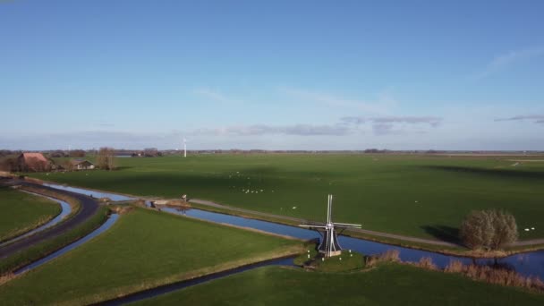 Vista Aérea Desde Molino Viento Alrededor Workum Frisia Países Bajos — Vídeos de Stock