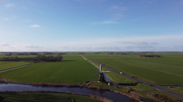 Luftaufnahme Von Einem Windrad Bei Wommels Friesland Niederlande — Stockvideo