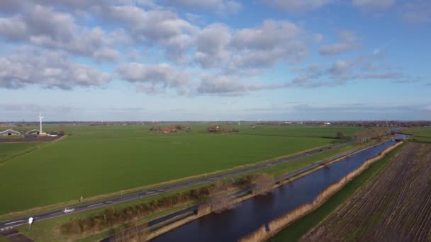 Luchtfoto Vanuit Een Windmolen Rond Wommels Friesland — Stockvideo