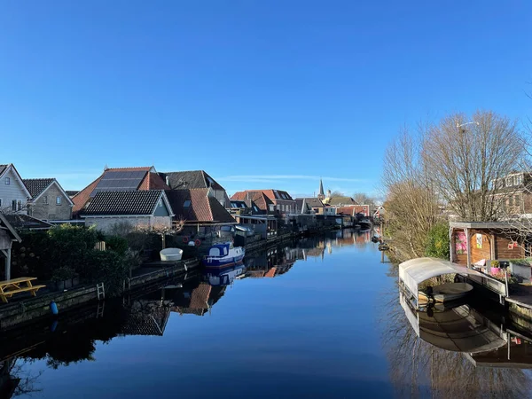 Canal Akkrum Dia Inverno Frísia Países Baixos — Fotografia de Stock