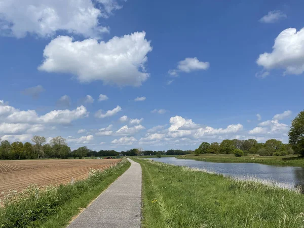 オランダのOverijsselのLezeの周りの川のベクテの隣の道 — ストック写真