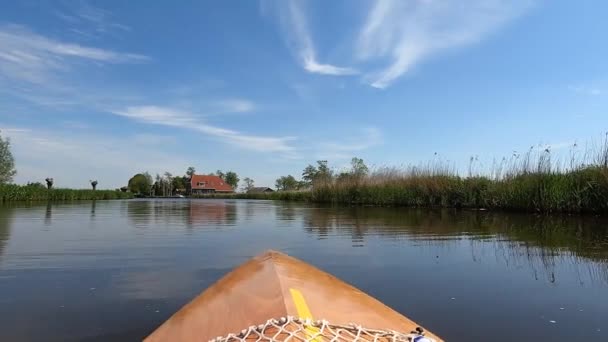 Canoeing Canal Abbegea Friesland Netherlands — Stockvideo