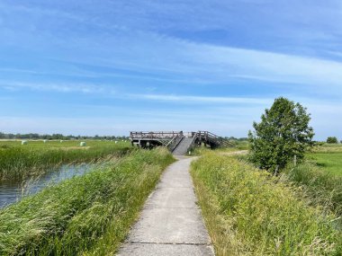 Bridge over a canal at the Weerribben-Wieden National Park the Netherlands