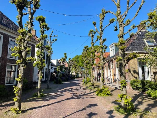 Οδός Στην Πόλη Langweer Στο Friesland Της Ολλανδίας — Φωτογραφία Αρχείου