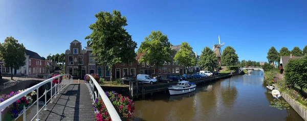 Hollanda Nın Friesland Kentindeki Dokkum Kasabasından Panorama — Stok fotoğraf
