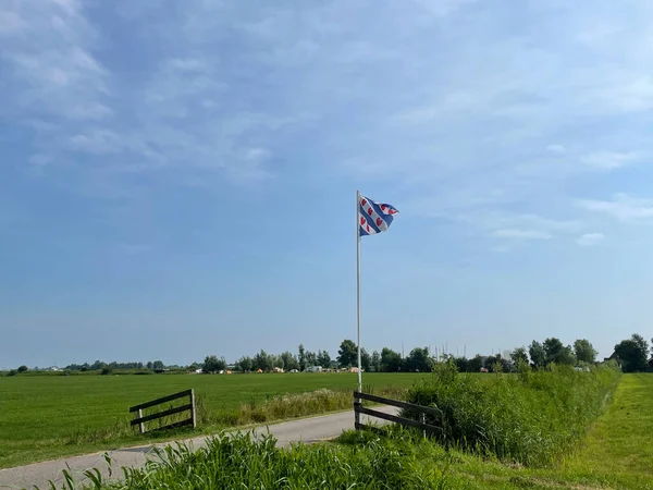 Frisiska Flaggan Vid Ett Rekreationsområde Runt Broek Friesland Nederländerna — Stockfoto