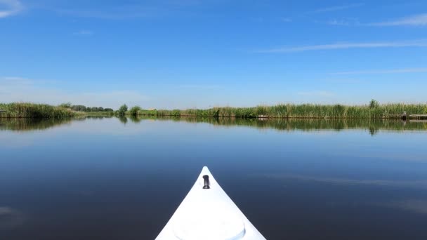 Canoa Sul Tranquillo Lago Frisia Paesi Bassi — Video Stock