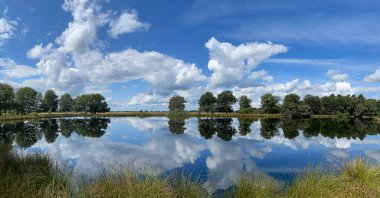 Hollanda, Drenthe 'deki Ulusal Park Dwingelderveld Gölü' nden bir panorama