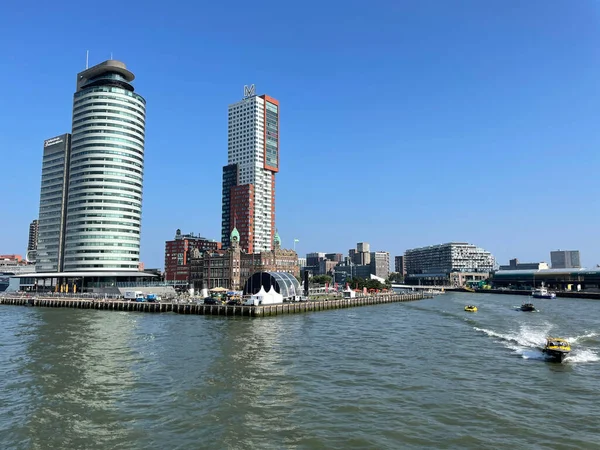 Skyline Rotterdam Canal Nieuwe Maas Aux Pays Bas — Photo