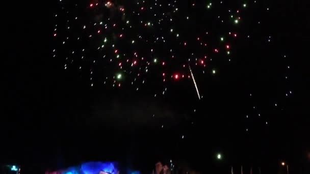 Fuegos artificiales en el festival Tapati en la Isla de Pascua, Rapa Nui — Vídeos de Stock