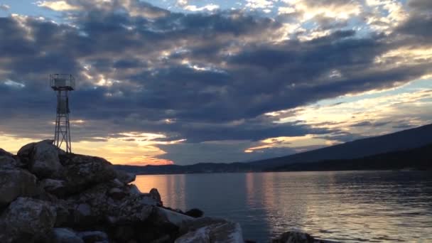 Potos, Thassos Yunanistan 'da Günbatımı — Stok video