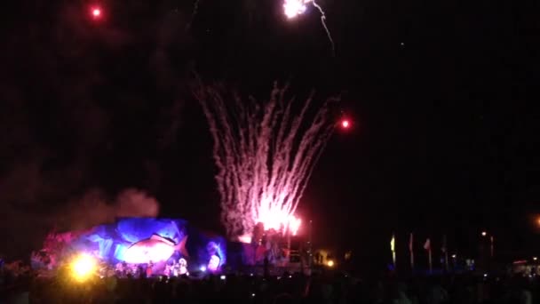Πυροτεχνήματα στο φεστιβάλ Tapati στο Νησί του Πάσχα, Rapa Nui — Αρχείο Βίντεο
