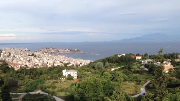 Şehir Manzaralı, kavala, Yunanistan — Stok video