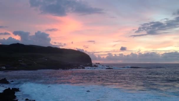 Puesta de sol en la Isla de Pascua, Rapa Nui — Vídeos de Stock