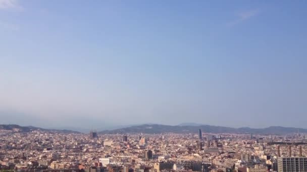 Cable car going down from the Montjulc hill in Barcelona, Spain — Stock Video