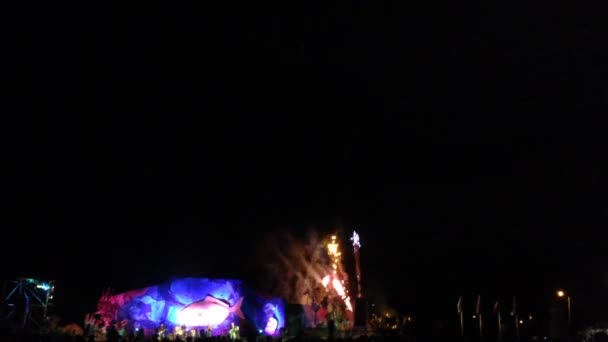 Fogos de artifício no festival Tapati na Ilha de Páscoa, Rapa Nui — Vídeo de Stock