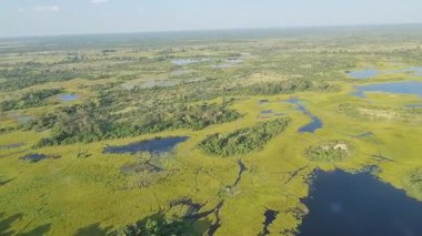 Botswana 'daki Okavango Deltası üzerinde uçuyor.